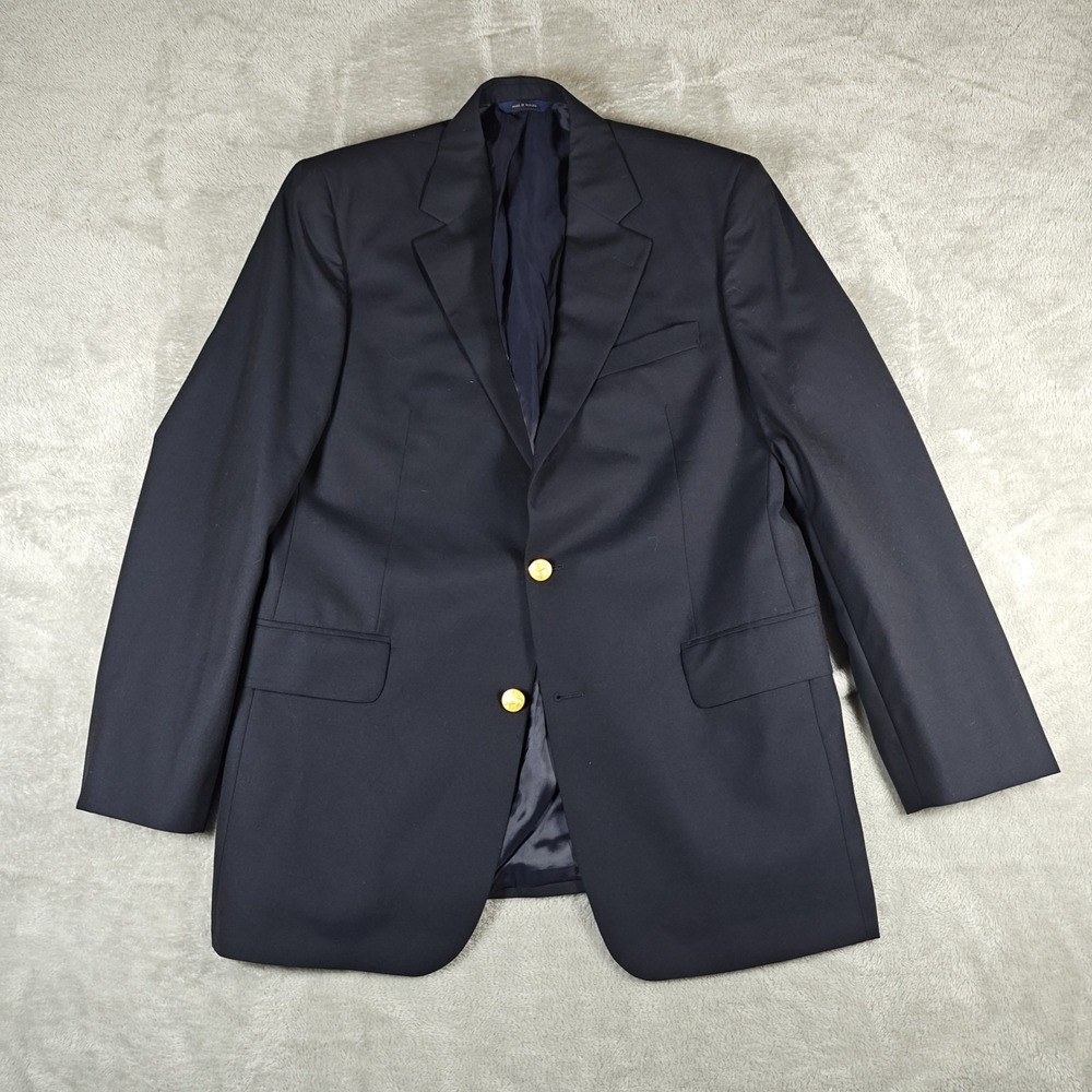 Brooks Brothers Blazer Mens 40R Blue Loro Piana Brooksease Gold Button Wool